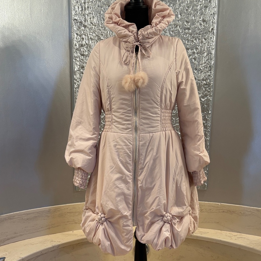 NWT Kobi Halperin Light Pink Puffer Coat, size S, defective